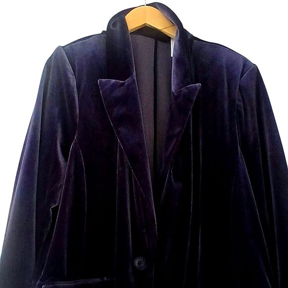 Lane Bryant Purple Velvet Blazer w/ Notched Lapel Classic Slouchy Comfortable 24 - Picture 9 of 13